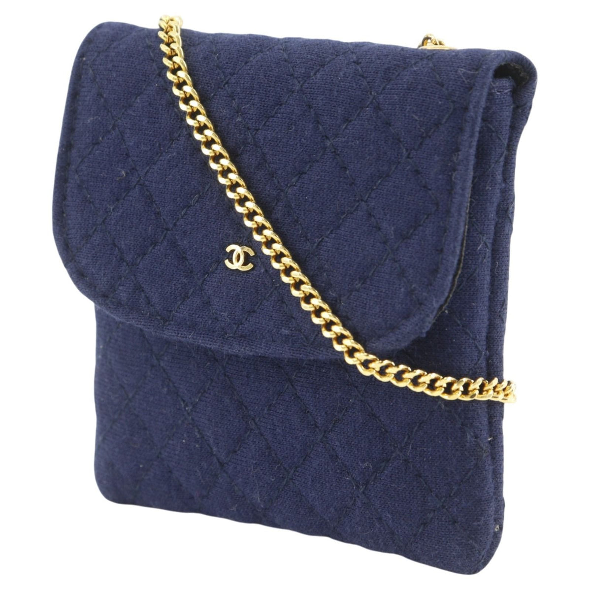 Chanel Chain Pouch Micro Quilted Cotton Navy — view 2