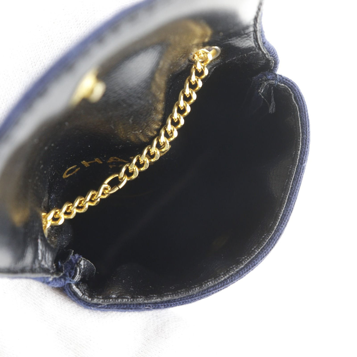 Chanel Chain Pouch Micro Quilted Cotton Navy — view 6