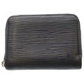 Louis Vuitton LV Epi Zippy Coin Purse Mini Wallet Case Black Silver