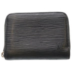 Louis Vuitton LV Epi Zippy Coin Purse Mini Wallet Case Black Silver