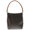 Louis Vuitton Monogram Looping GM Shoulder Bag Brown Leather Gold