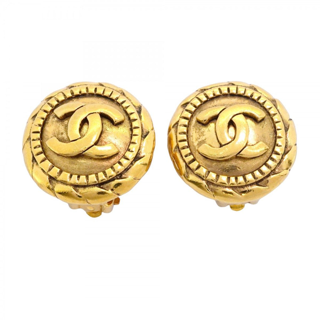 Chanel Earrings Vintage CC Logo Round