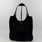 Prada Triangle Logo Shoulder Bag Tote Black Nylon Vintage