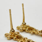Chanel CC Logo Flower Long Earrings Faux Pearl Rhinestone Gold — view 3