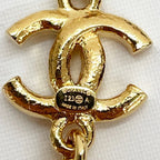 Chanel CC Logo Flower Long Earrings Faux Pearl Rhinestone Gold — view 4