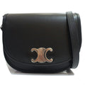 Celine Besace Shoulder Bag Leather Black Silver