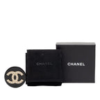 Chanel CC Logo Faux Pearl Brooch Gold Black Plated Plastic — view 4