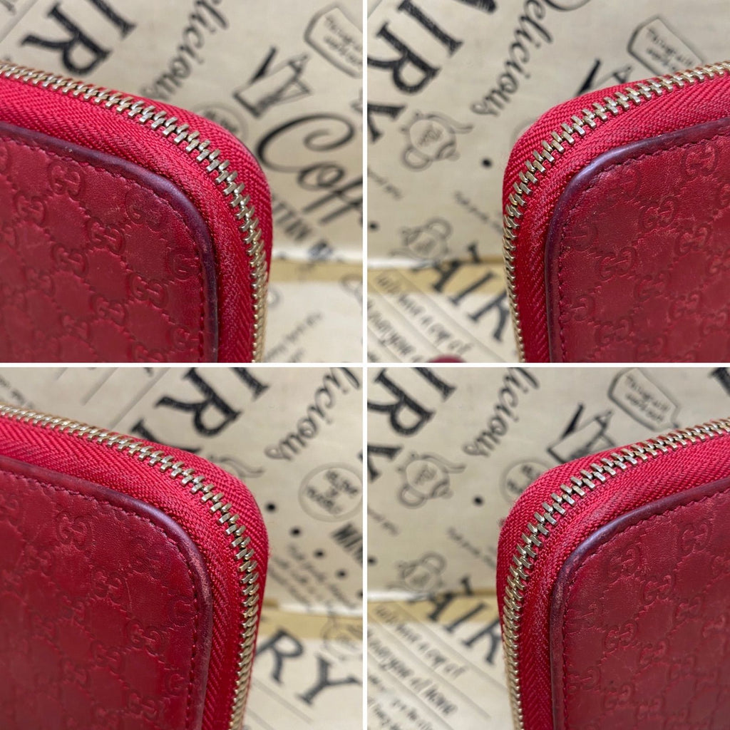 Gucci Wallet Micro GG Leather Red Round Card Billfold Coin — view 8