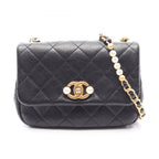 Chanel Shoulder Bag Quilted Black Leather Small Flap Chain