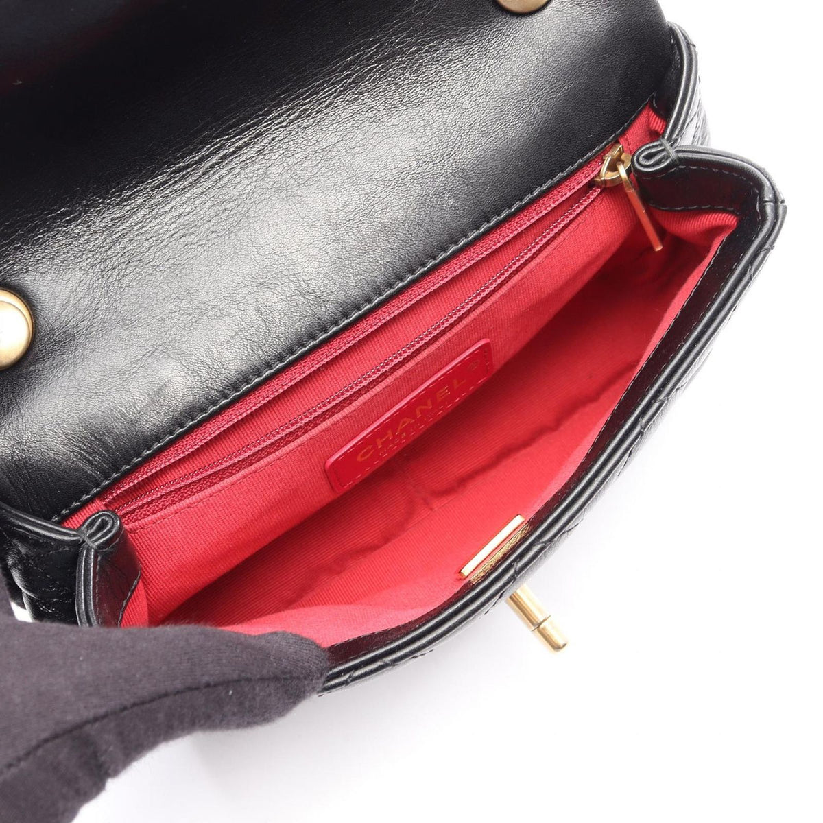 Chanel Shoulder Bag Quilted Black Leather Small Flap Chain — view 3
