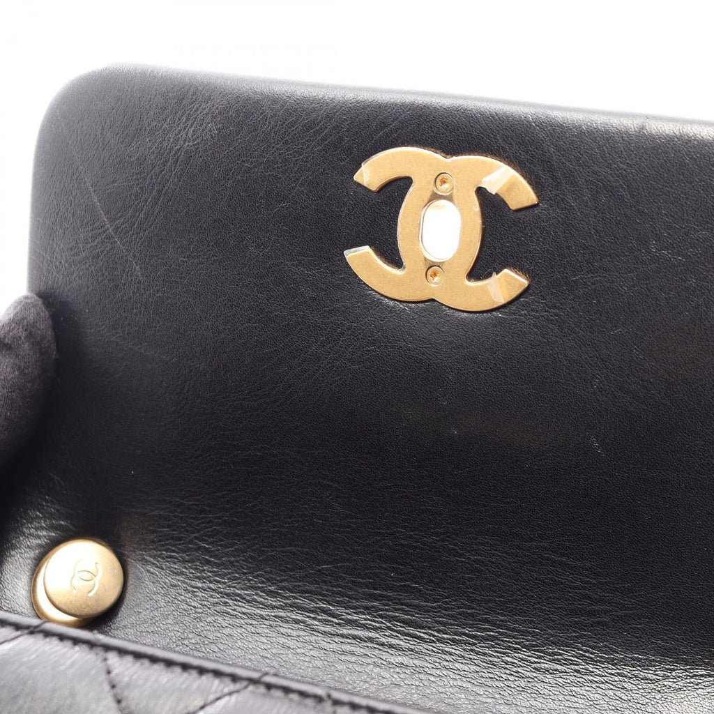 Chanel Shoulder Bag Quilted Black Leather Small Flap Chain — view 6