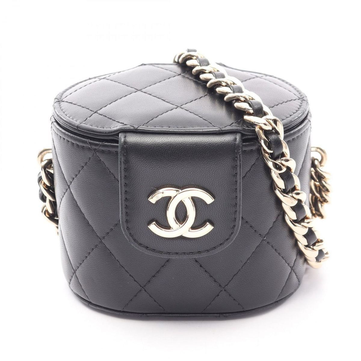 Chanel Shoulder Bag Quilted Mini Vanity Black Lambskin Chain