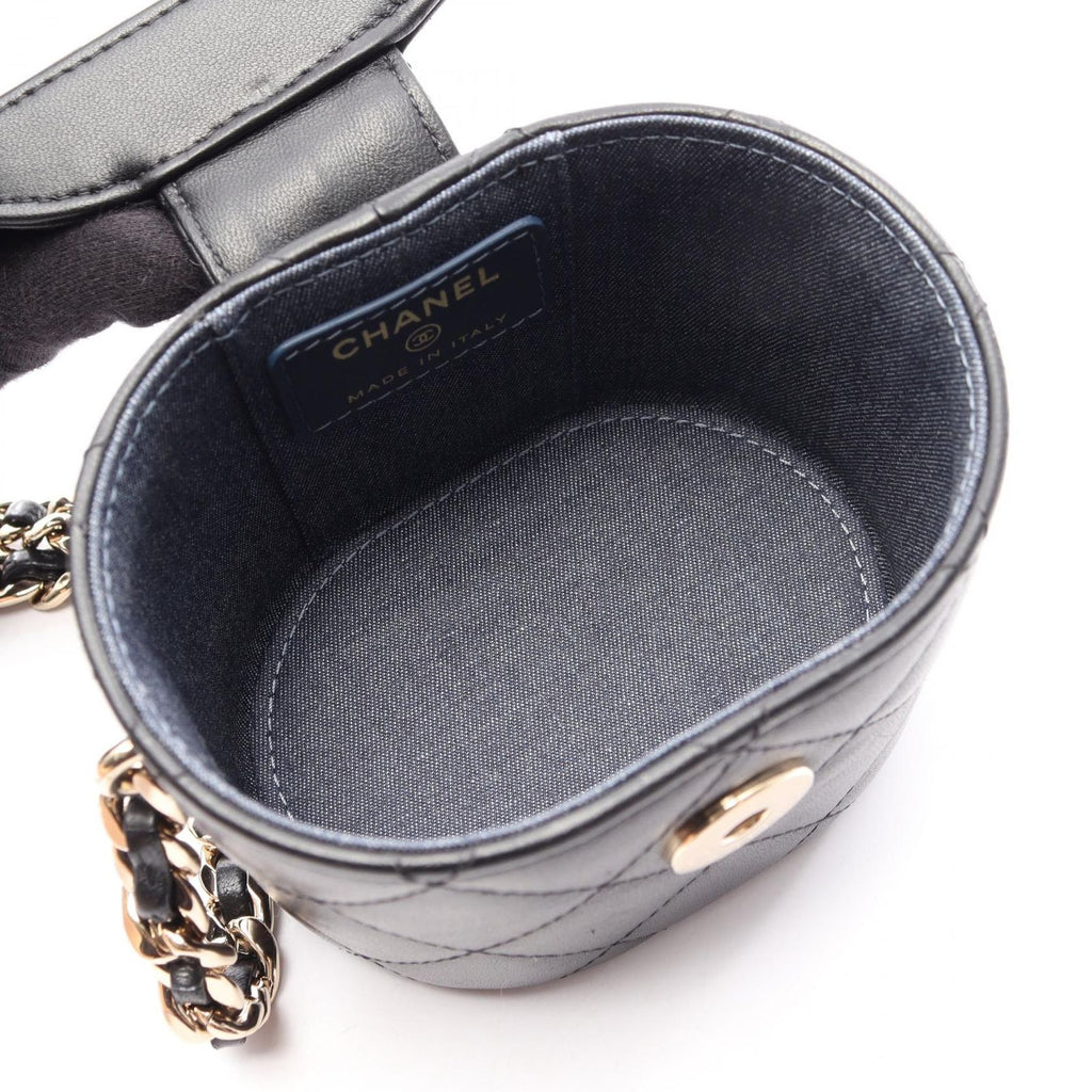 Chanel Shoulder Bag Quilted Mini Vanity Black Lambskin Chain — view 3