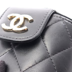 Chanel Shoulder Bag Quilted Mini Vanity Black Lambskin Chain — view 8