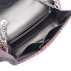 Chanel Shoulder Bag CC Filigree Red Black Fabric Leather CC Quilted Chain — view 3