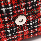 Chanel Shoulder Bag CC Filigree Red Black Fabric Leather CC Quilted Chain — view 8