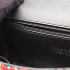 Chanel Shoulder Bag CC Filigree Red Black Fabric Leather CC Quilted Chain — view 6