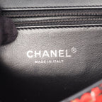 Chanel Shoulder Bag CC Filigree Red Black Fabric Leather CC Quilted Chain — view 4