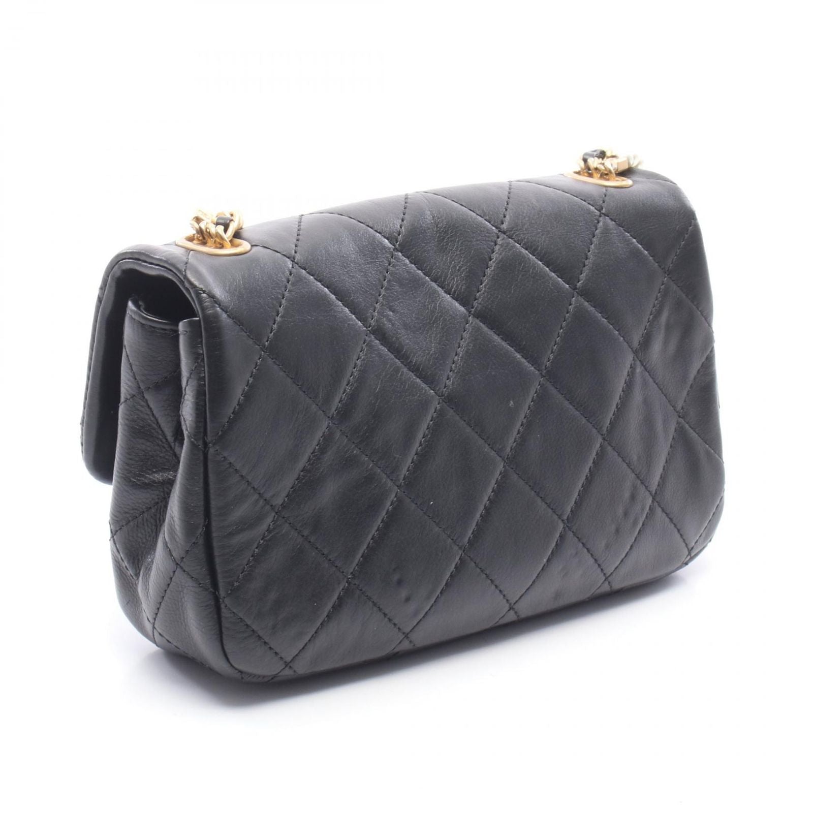 Chanel Shoulder Bag Quilted Black Leather Small Flap Chain — view 2