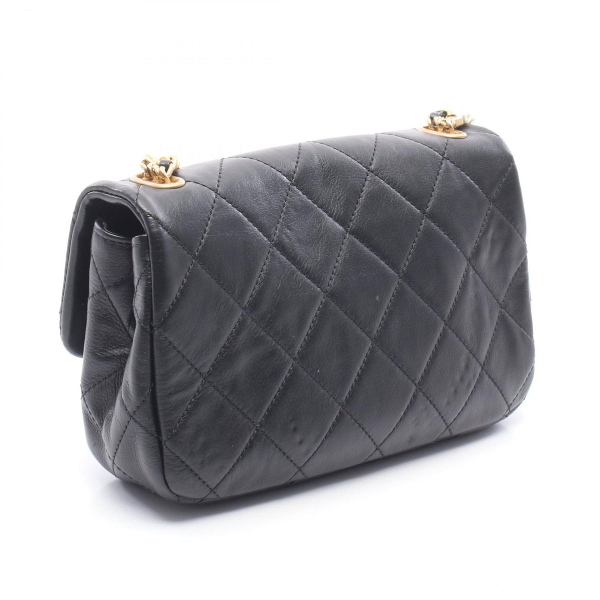 Chanel Shoulder Bag Quilted Black Leather Small Flap Chain — view 2