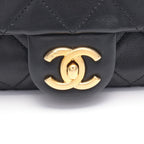 Chanel Shoulder Bag Quilted Black Leather Small Flap Chain — view 9