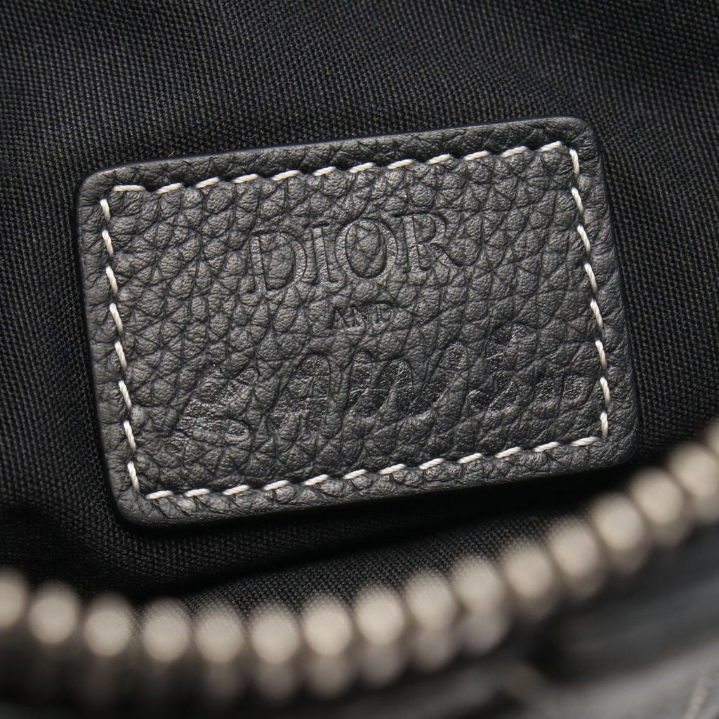 Dior Waist Bag Kaws Saddle Black Leather — view 4