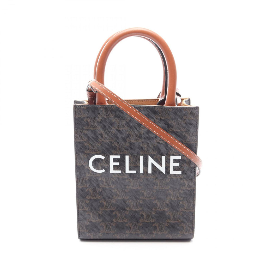 Celine Handbag Mini Vertical Cover Trio 2-Way Black Brown Canvas Leather