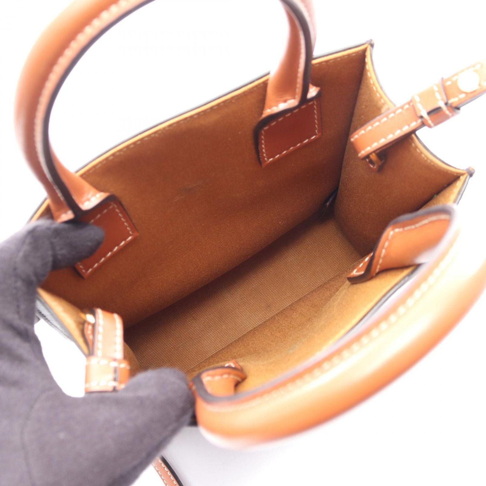 Celine Handbag Mini Vertical Cover Trio 2-Way Black Brown Canvas Leather — view 3