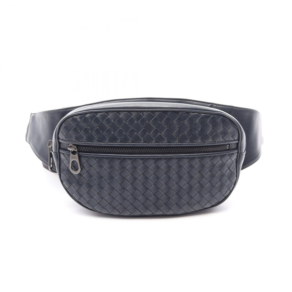 Bottega Veneta Waist Bag Intrecciato Navy Leather