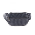 Bottega Veneta Waist Bag Intrecciato Navy Leather