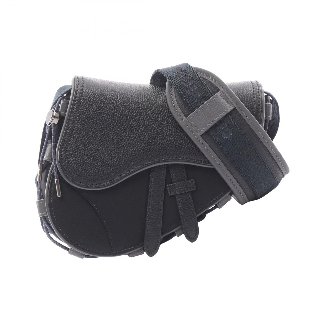 Dior Shoulder Bag Sacai Saddle Black Nylon Leather Mini