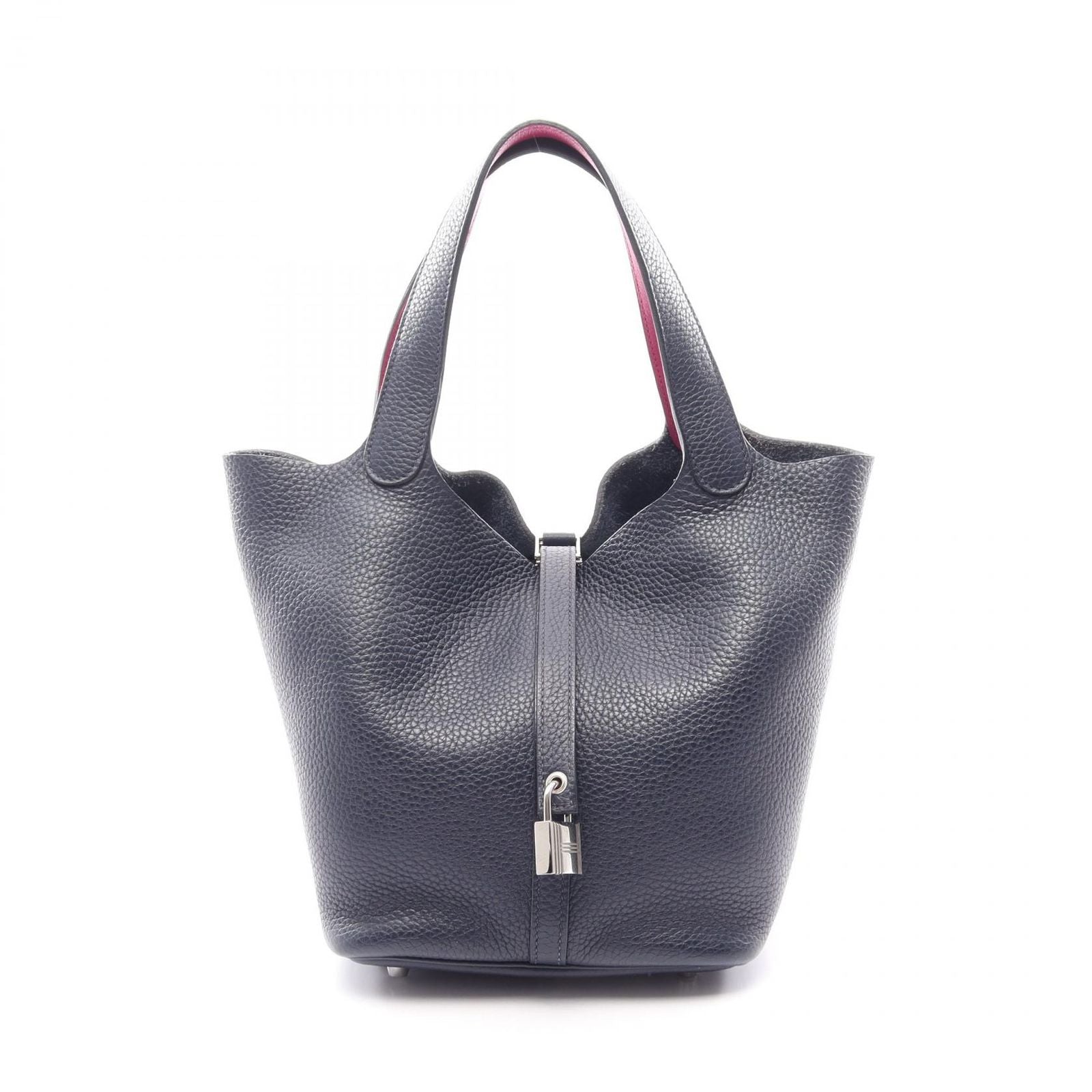 Hermes Handbag Picotin Lock MM Blue New Rosepurple Leather MM Eclat