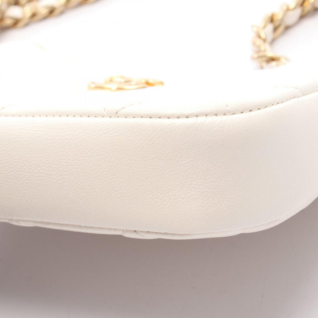 Chanel Shoulder Bag Quilted Small Pearl White Lambskin Chain — view 6