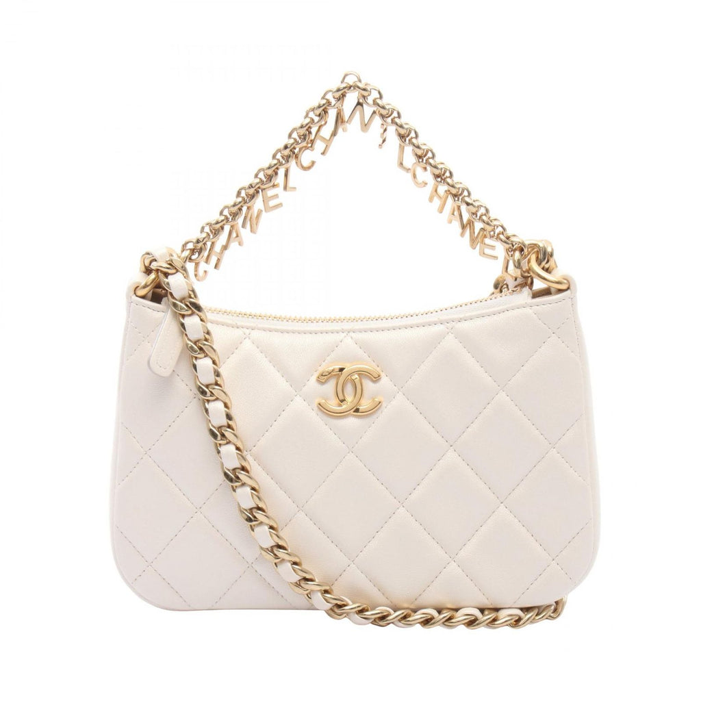 Chanel Shoulder Bag Quilted Small Pearl White Lambskin Chain