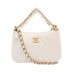 Chanel Shoulder Bag Quilted Small Pearl White Lambskin Chain