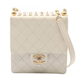 Chanel Shoulder Bag Quilted White Leather Chain
