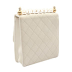 Chanel Shoulder Bag Quilted White Leather Chain — view 2