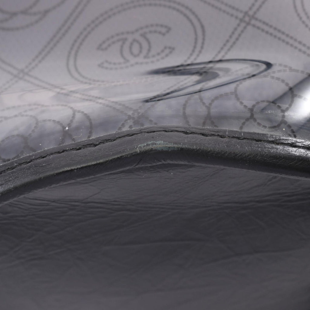 Chanel Shoulder Bag Camellia Clear Black Vinyl Leather CC Logo Chain — view 9