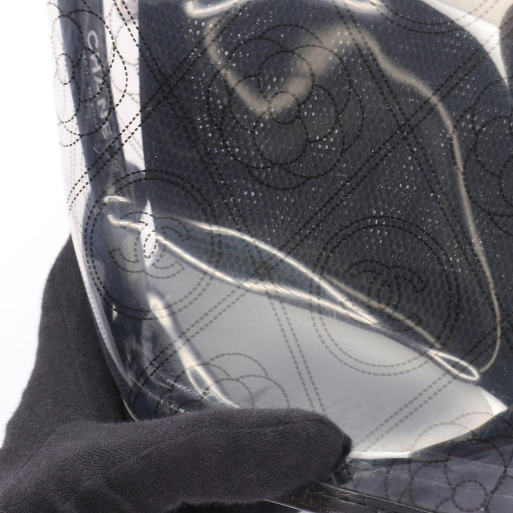 Chanel Shoulder Bag Camellia Clear Black Vinyl Leather CC Logo Chain — view 8