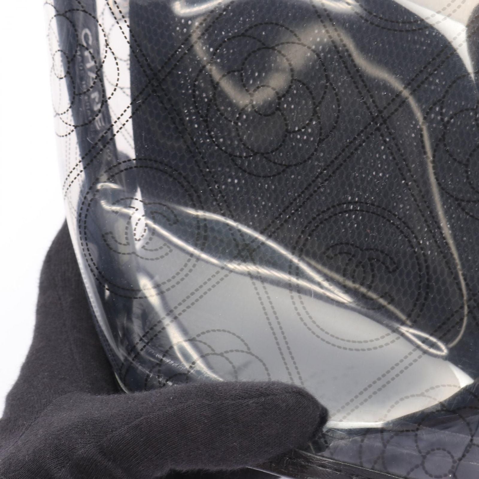 Chanel Shoulder Bag Camellia Clear Black Vinyl Leather CC Logo Chain — view 8
