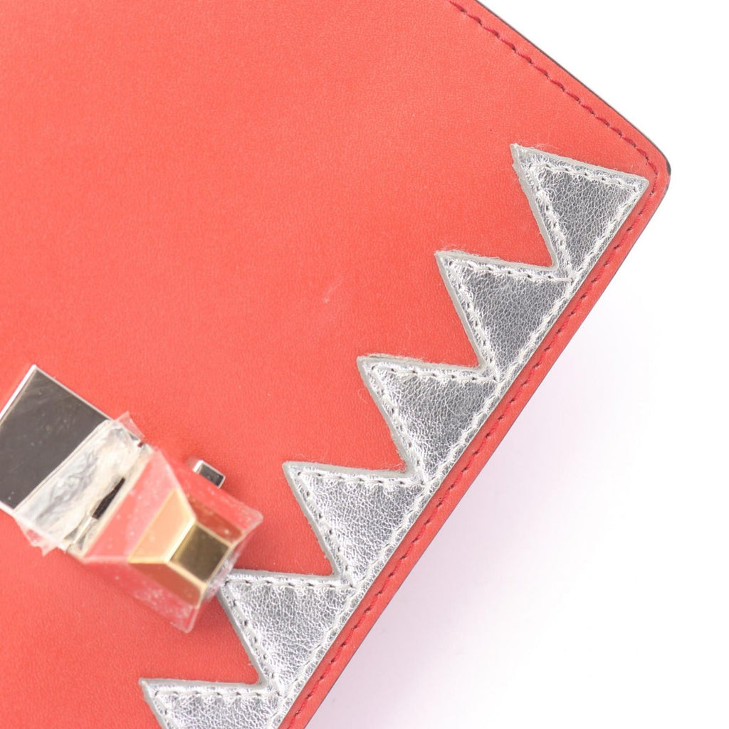 Fendi Shoulder Bag Mini Kan I Orange Brown Leather Mini Canai Studs Chain — view 5