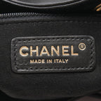 Chanel Shoulder Bag Deauville Drawstring Black Caviar Leather Logo Studs — view 4