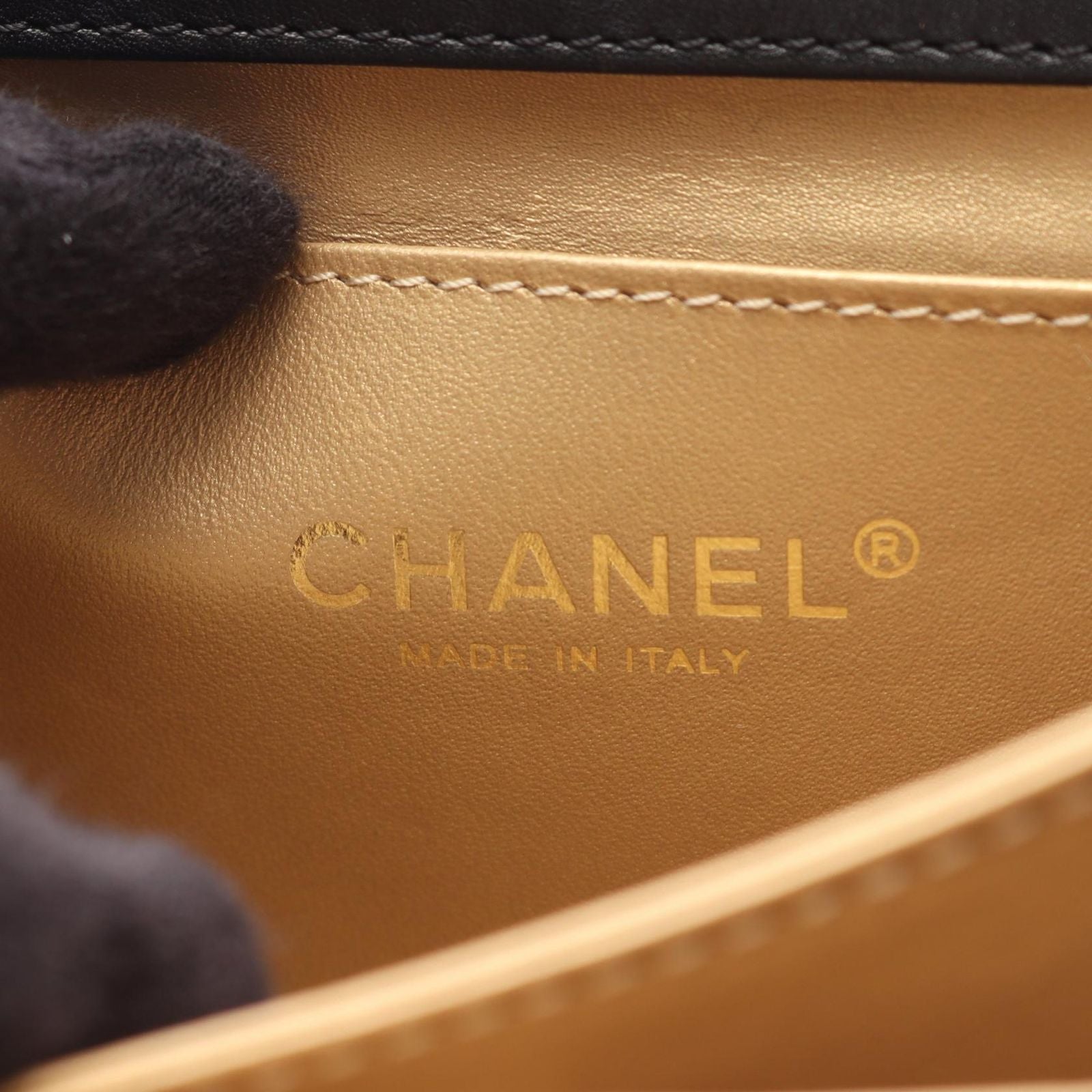 Chanel Shoulder Bag Quilted Mini Black Lambskin Chain — view 4
