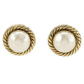 Chanel Vintage Gold Plated Faux Pearl Earrings