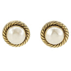Chanel Vintage Gold Plated Faux Pearl Earrings
