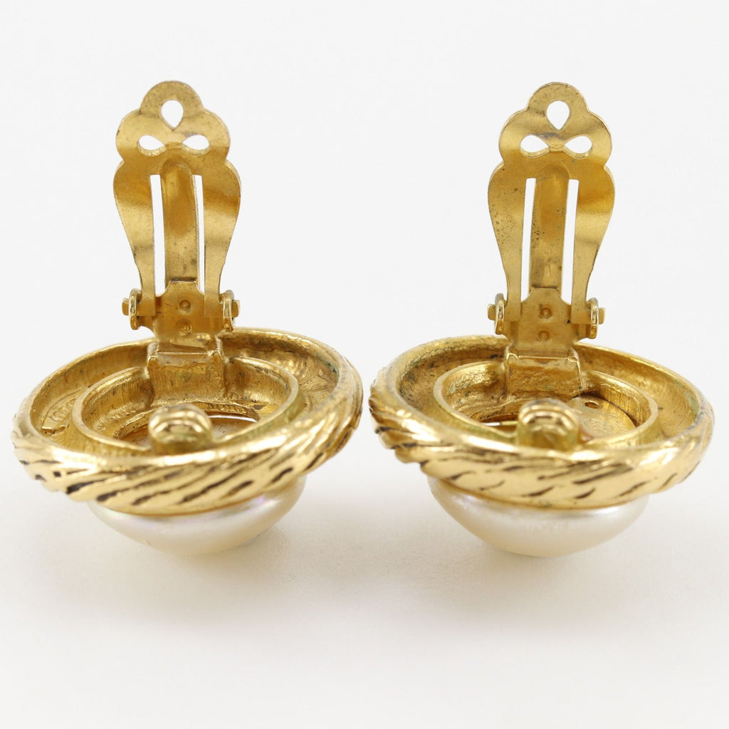 Chanel Vintage Gold Plated Faux Pearl Earrings — view 5
