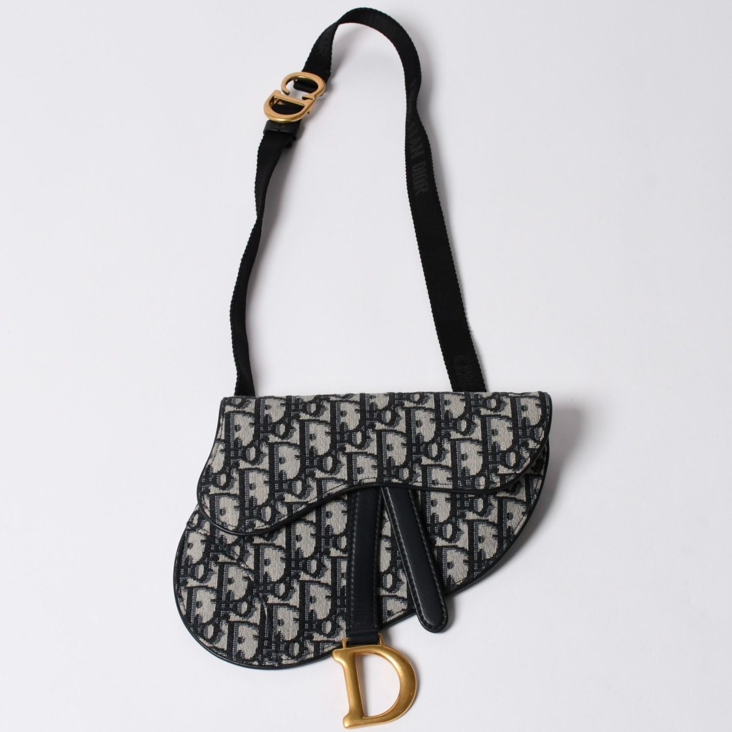 Dior Waist Pouch Saddle Bag Trotter All Over Print Cotton Canvas Gold