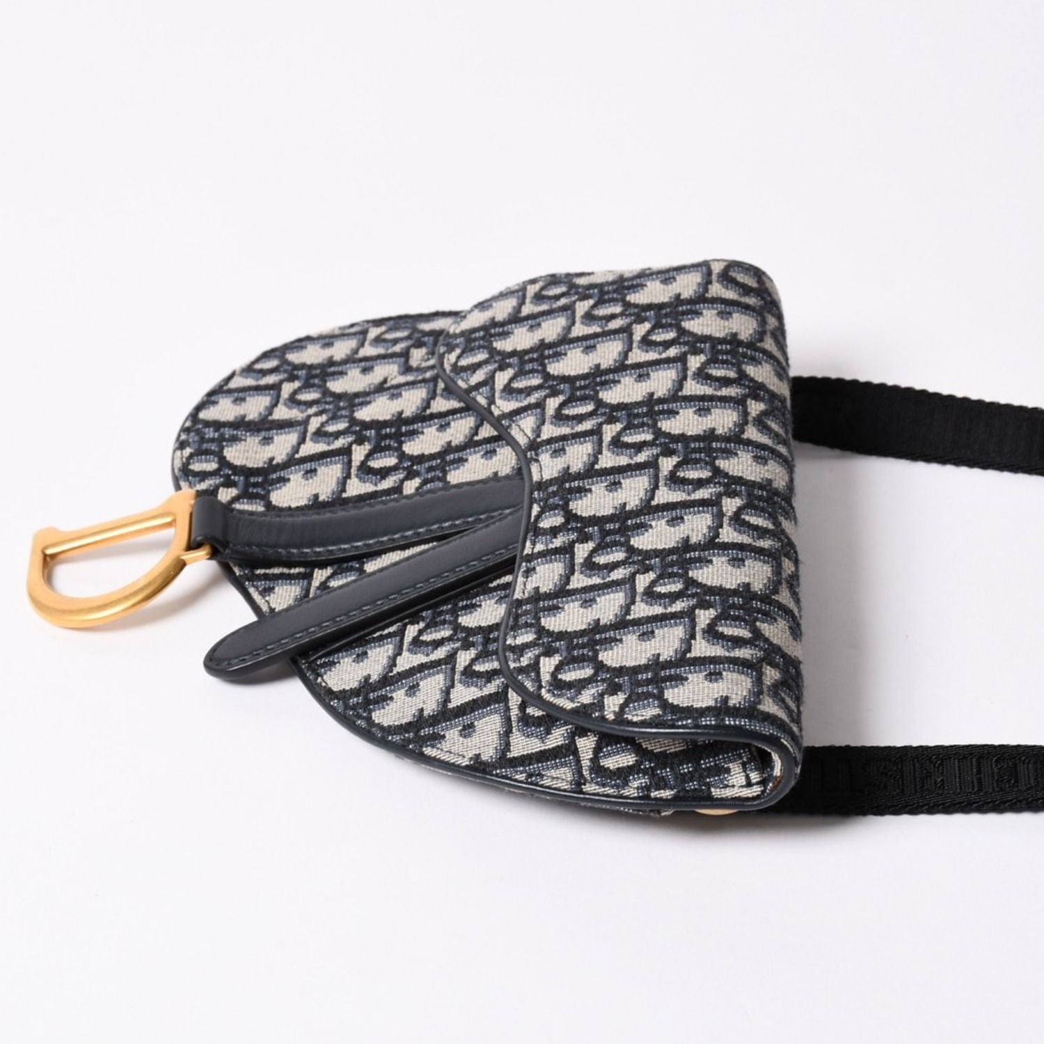 Dior Waist Pouch Saddle Bag Trotter All Over Print Cotton Canvas Gold — view 4