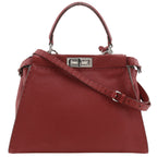 Fendi Peekaboo Selleria 2-Way Shoulder Leather Red Handbag