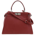 Fendi Peekaboo Selleria 2-Way Shoulder Leather Red Handbag